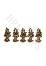 3"X5" INCH BRASS MUSCIAL GANESH ( SET OF 5 NOS) A/F