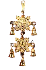 10x7 Inch Brass 2 Step Hanging Bell Ganesh