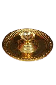 6x6 Inch Brass Karpura Tray with Deepam