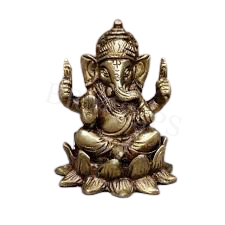 4"X2" INCH BRASS LOTUS GANESH