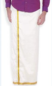 Silk Readymade Pocket Dothi Free Size Cream Colour