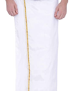 Silk Readymade Pocket Dothi Free Size White Colour