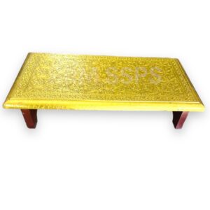 Wooden Peeta With Handcrafted Brass Sheet Work