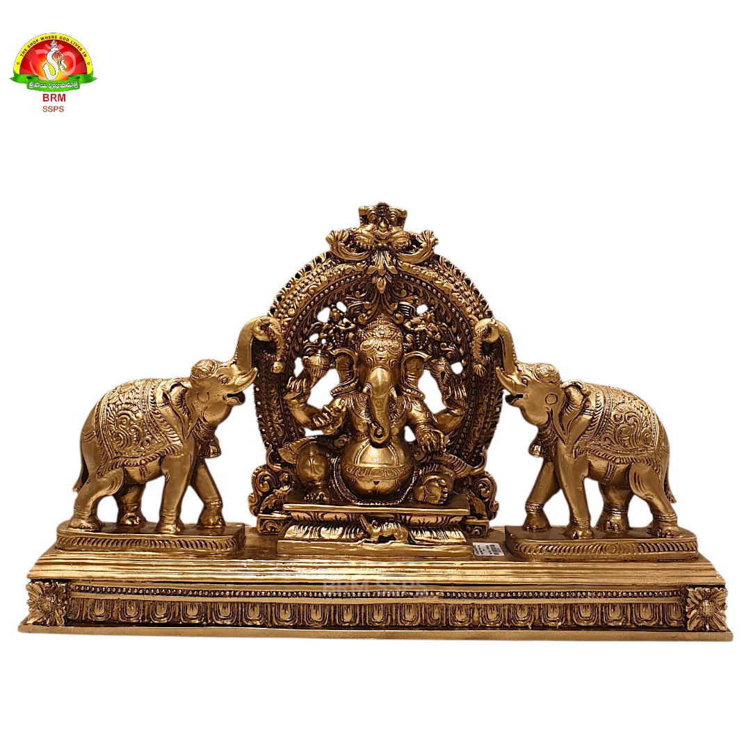 Brass Powder Ganesh Idol with Elephant Design