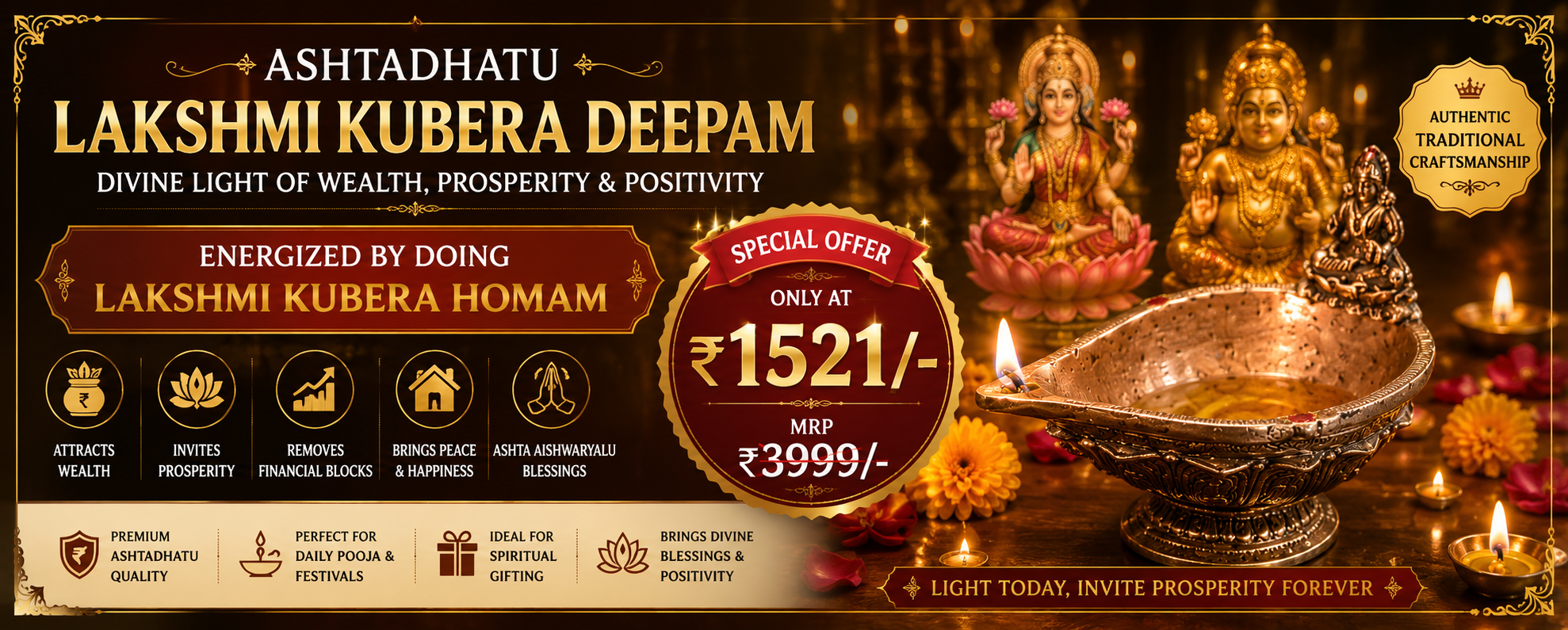 Ashtadhatu Lakshmi Kubera Deepam – Divine Deepam for Ashta Aishwaryalu & Prosperity